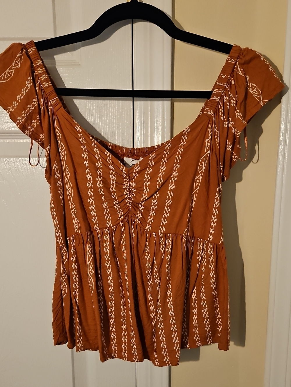 Rust Brown Boho Peasant Top - Women